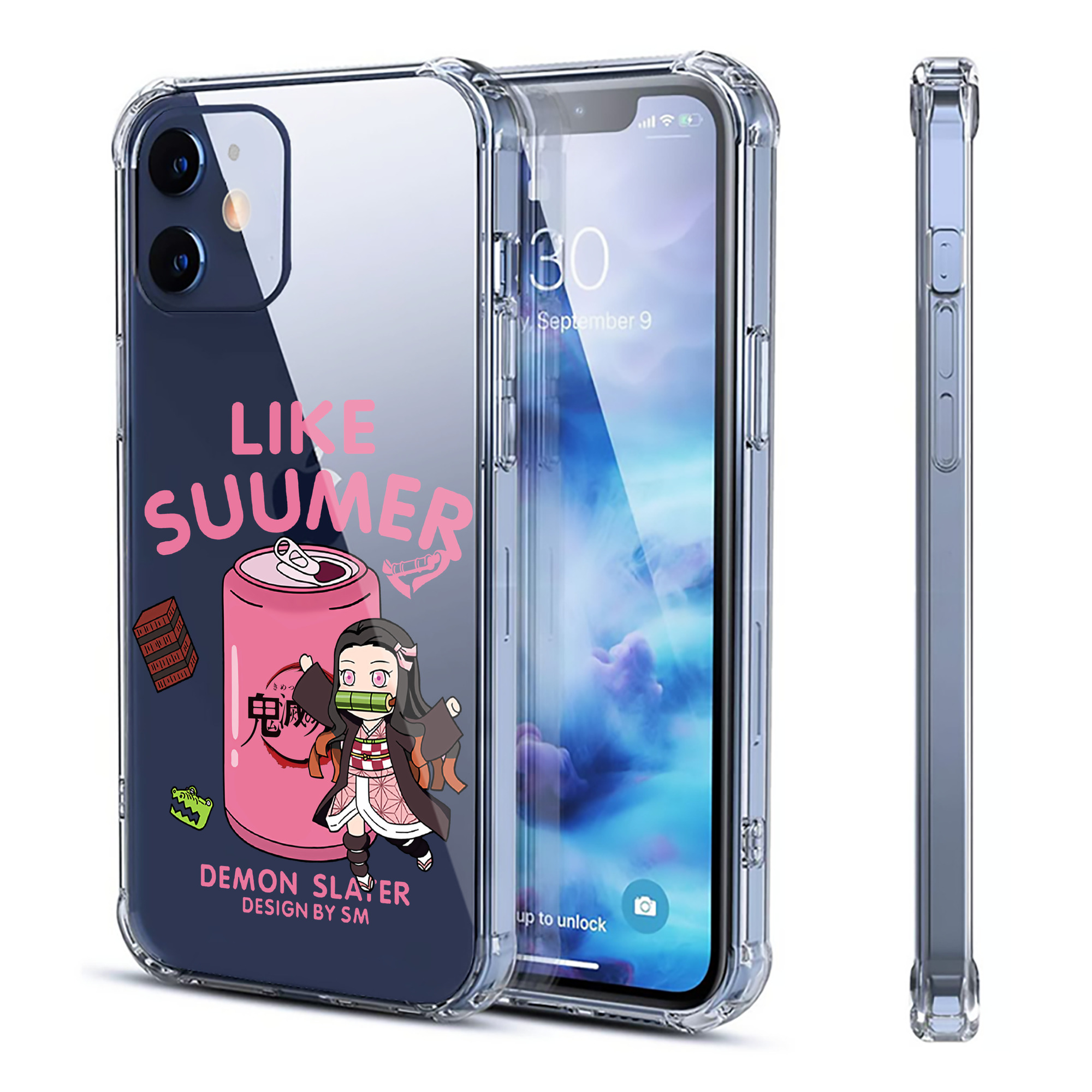 （画像用） 鬼滅の刃（きめつのやいば）竈門 禰󠄀豆子／かまど ねずこ Kamado Nezuko 【iPhone 12シリーズ対応】透明スマホケース（クリアソフトケース）